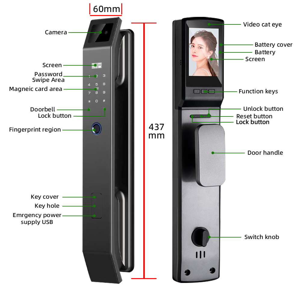 RAYKUBE DF14 Tuya WiFi 3D Face - Smart Home Door Lock 评论和价格